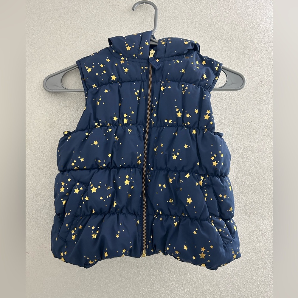 🦋 Gymboree Navy Starry Puffer Vest. Girls medium (7/8)